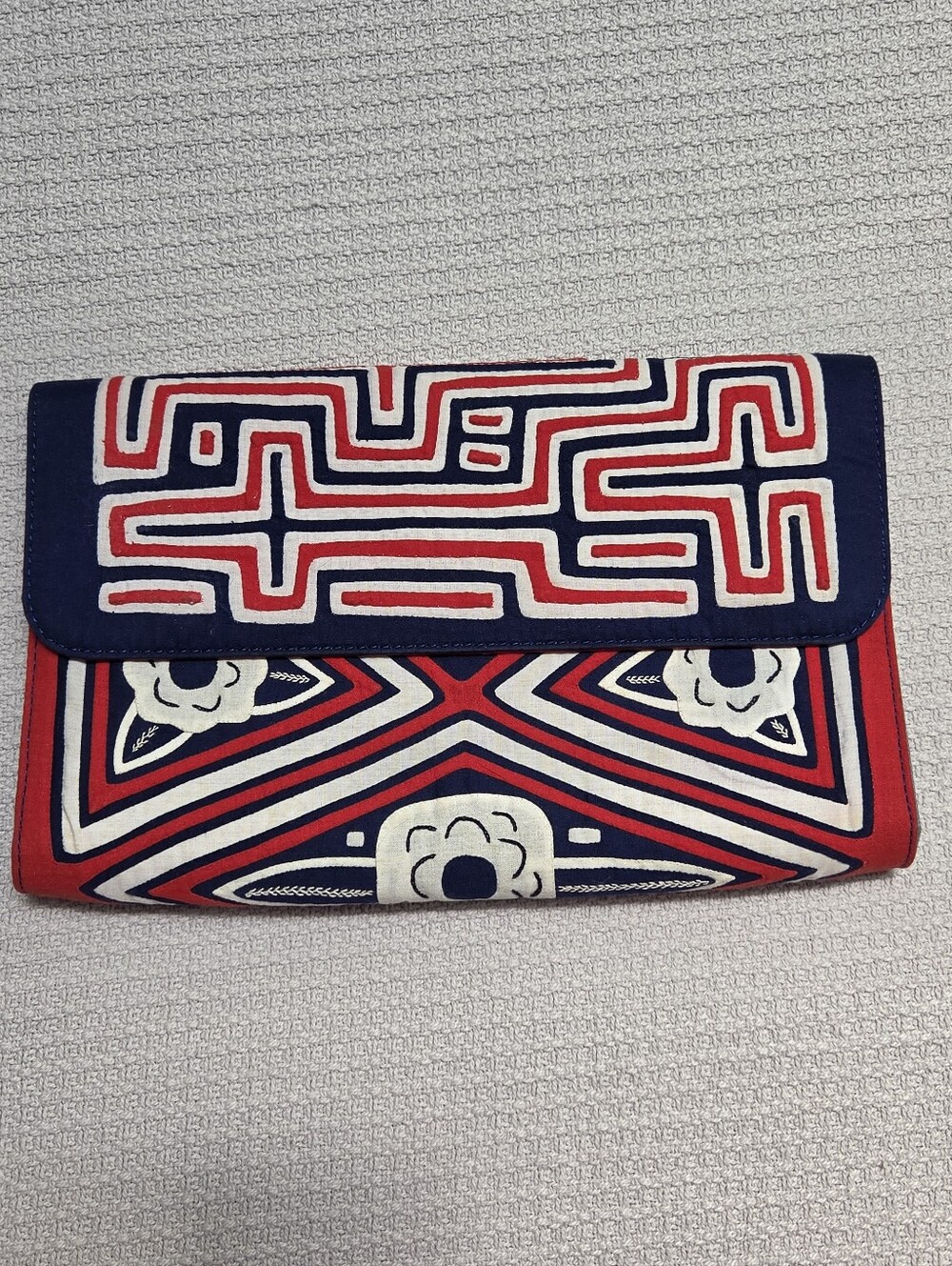Mola Sasa Red, Navy & White Patterned Women's Clutch